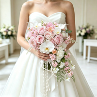 Buket Pengantin Romantis Buatan Tangan dengan Warna Kustom untuk Acara Bridal Shower, Hari Valentine, dan Thanksgiving yang Realistis