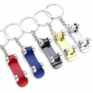 Creative Fingertip Skateboard Metal <strong>Keychain</strong> Personality <strong>Cool</strong> Finger Scooter <strong>Custom</strong> Wheels Can Slide Skateboard Key Chains - Product Image 5