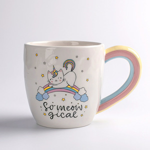Taza de gato de cerámica con forma de sonrisa de la suerte, vaso de café de oro blanco y menta, para bebidas y cara de gato <span class=keywords><strong>Simon</strong></span> - Product Image 4