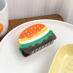 Clip de agarre de <span class=keywords><strong>hamburguesa</strong></span> de diseño creativo al por mayor clip de pelo de ácido acético lindo clip de tiburón de dibujos animados de color caramelo - Product Image 5