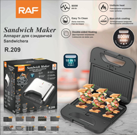 Machine à sandwich RAF R.209 10 en 1, 800W, plaques interchangeables antiadhésives, presse à panini, gaufrier, grill pour la préparation des petits-déjeuners à la maison