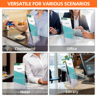 Porte-brochures de luxe 4 pouces de large Support de présentation de brochures transparent pour bureau Porte-flyers en plastique pour brochure menu livret