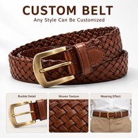 Ceinture en cuir tressé personnalisée avec boucle en alliage de zinc finition or, ceinture de taille pour homme, mode et tenues