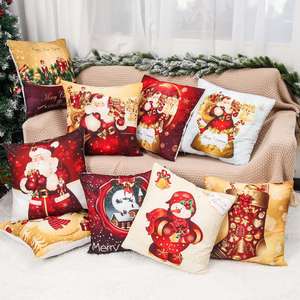 Funda de almohada nueva, funda de almohada cuadrada con estampado de letras a cuadros navideñas de Papá Noel, accesorios para almohadas para sala de estar y dormitorio - Product Image 4