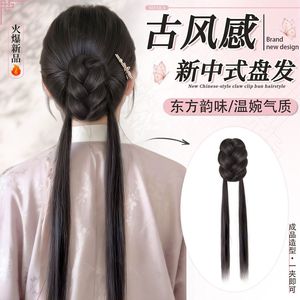 Nouvelle Perruque Chignon Style Chinois avec Deux Queues de Cheval 40cm, Extension de Cheveux en Fibre Haute Température pour Coiffure de Mariée - Product Image 1