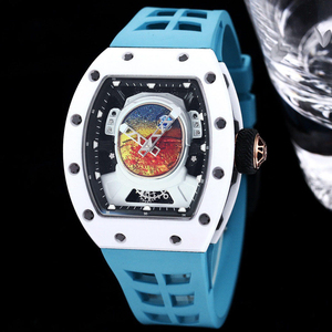 Trendy High End Popular <b>Watch</b> White Ceramic Case <b>Rubber</b> Strap Tourbillon <b>Watch</b> Business Men's <b>Watch</b> - Product Image 2