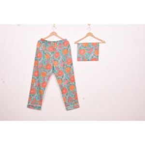 Conjunto de Pijama para Mujer con Estampado Artesanal, Camiseta de Manga Larga, Pantalones con Cintura Elástica, 100% Algodón, Ropa de Dormir Suave e Informal para Verano - Product Image 4