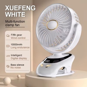 Ture 1800-3000-5400 Mah Digital Clip Fan Mini Portable USB Rechargeable Desktop Low Noise Long <b>Battery</b> Life LED Nightlight Fan - Product Image 3
