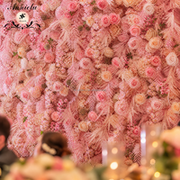 ANNIELU Künstliche Blumenwand Hintergrund 8x8ft Aufrollbare Seidenrosen-Paneele für Hochzeit Party Event Dekoration