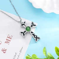 Collier urne en forme de croix en pierre œil de chat pour cendres, pendentif commémoratif en acier inoxydable, livraison directe