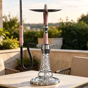 Pink <b>Crystal</b> Hookah Modern Water Pipe Glass Base Metal Stand Tobacco Smoking Accessory - Product Image 3