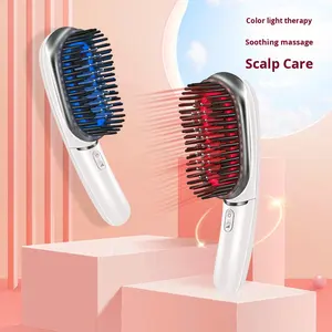 Peigne électrique de soin des cheveux à micro-courant, vibration, ions négatifs, lumière rouge et bleue, peigne de massage pour la tête - Product Image 2