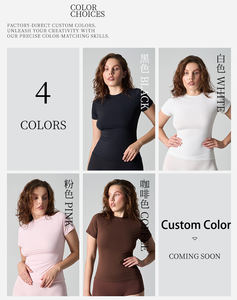 Camiseta de Manga Corta CNSHELL, <span class=keywords><strong>Segunda</strong></span> <span class=keywords><strong>Piel</strong></span>, Suave como la Nube, con Logotipo Personalizado, de Una Sola Capa, Cintura Ajustada, Estiramiento Extremo - Product Image 3