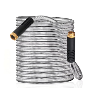 Enrouleur de tuyau d'arrosage en acier inoxydable 304, flexible, anti-plis, léger, diamètre 3/4'', 25-100 pieds, anti-corrosion pour pelouse et jardin - Product Image 1