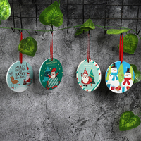 Etiquetas Colgantes Circulares Navideñas Personalizables, Impresas en UV HD, de Cerámica Moderna, Resistentes al Agua y Ecológicas, 7.6cm de Diámetro