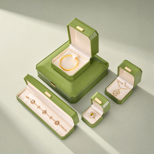 Zebopak Moss Green Octagon PU Leather Jewellery <b>Box</b> Set with Ring <b>Necklace</b> Christmas Holiday <b>Gift</b> Collection Wholesale - Product Image 3