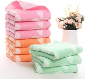 Custom Jacquard Colorful Biobased Face Hair Towels Cotton Eco friendly Towel Wholesale