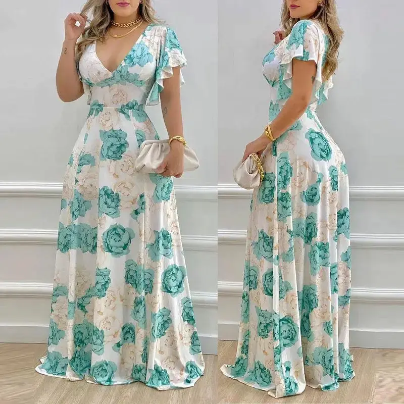 New Design Lady Clothing Evening Elegant Plus Size Women'S Dresses Women Print Big Swing Casual Dress