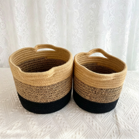 Panier de rangement en tissu tressé à la main, moderne, luxueux, écologique, avec poignées, couleur personnalisée, taille sur mesure, design multifonctionnel pour