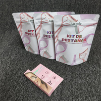 Sachet d'emballage refermable personnalisé en gros avec impression couleur intégrale, pochette souple à fermeture éclair avec vernis sélectif UV pour maquillage et kit de cils
