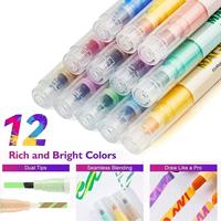 Lot de 12 surligneurs bibliques multicolores à double pointe, marqueurs gel avec pinceau plat, stylos sans bavure pour usage promotionnel