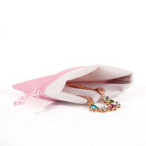 Lot de pochettes à cordon en velours gris et rose pour bijoux, plusieurs tailles, sacs d'emballage à cordon - Product Image 5