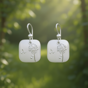 Orecchini Pendenti E2846 in Oro Bianco con Motivo Vegetale, Gioielli Minimalisti da Donna per Uso Quotidiano - Product Image 2