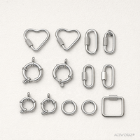 ACEWORKS SJF119-01 Mousquetons à vis de verrouillage |   Acier inoxydable plaqué or 18K PVD |   Supports de breloques DIY en forme de cœur, ovales et carrés