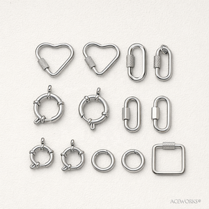 ACEWORKS SJF119-01 Mosquetones con Cierre de Rosca |   Acero Inoxidable Chapado en Oro PVD de 18K |   Soportes para Dijes en Forma de Corazón, Ovalados y Cuadrados para Manualidades - Product Image 6