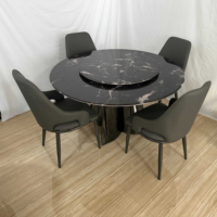 Table à manger en marbre naturel d'un diamètre de 1,5 mètre ou 1,8 mètre, avec pieds en acier inoxydable