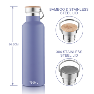 <span class=keywords><strong>Borraccia</strong></span> <span class=keywords><strong>Termica</strong></span> <span class=keywords><strong>Milu</strong></span> in Acciaio Inox 350ml 500ml 750ml 1L (+3 Coperchi) con Cannuccia per Bevande Calde/Fredde/Gassate (Oro Rosa 750ml) 12-24 - Product Image 6