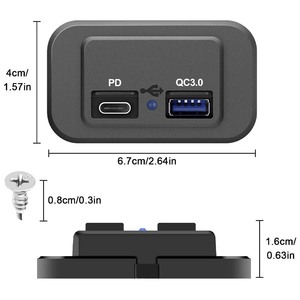 Xe tải RV sạc Ổ cắm 48W USB Outlet pd3.0 30W & QC3.0 18W bề mặt gắn kết cho 12V/24V xe - Product Image 6