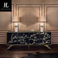 Meuble d'appoint vintage moderne et simple en bois massif sculpté, armoire décorative de salon de villa au design raffiné