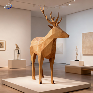 Sculpture de cerf en bois massif abstrait moderne sur mesure, décoration de jardin, art populaire, durable - Product Image 3