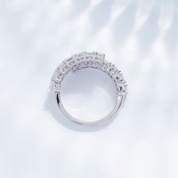 Anello di Fidanzamento con Diamanti Sintetici in Platino PT950, Elegante Anello Impilabile da Donna per Matrimonio, Gioielleria Fine