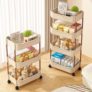 Multi Layer Storage Cart With Wheels For Bedroom Bathroom Living Room Portable Snacks Organizer Easy Cleaning Rectangle - Product Image 1