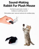 En stock, jouet pour chat souris réaliste personnalisable, avec pierres sonores et fourrure de lapin, résistant aux morsures, 17 cm, pour jeu autonome interactif en intérieur