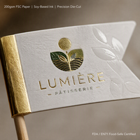 Drapeau alimentaire en papier personnalisé, rond |   Foil et UV sélectif de qualité supérieure pour les salons de thé et les boutiques de desserts