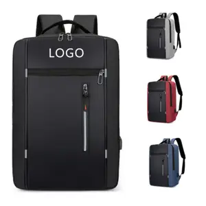 Toptan Logo özel dayanıklı iş seyahat gri Oxford okul çantası 15.6 inç öğrenci dizüstü bilgisayar sırt çantası USB