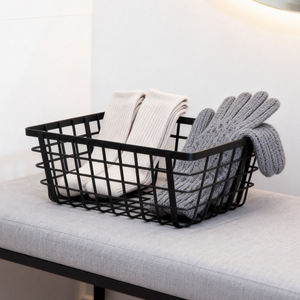 Panier de rangement en acier au carbone durable, résistant à la rouille, écologique, moderne, multi-usages, grande capacité, avec design d'égouttage pour le rangement - Product Image 2
