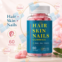 Gummies pour cheveux, peau et ongles à marque privée avec biotine, zinc et vitamines – 60 unités – Complément beauté – Fabricant OEM/ODM – Vente en gros
