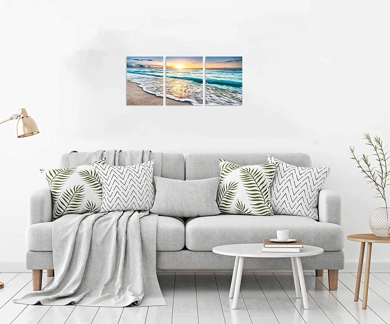 3 Panel Beach Canvas Wall Art For Home Decor Blue Sea Sunset Seascape The Pictures For Home Decor Decoration