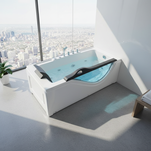 Bain à remous de <span class=keywords><strong>luxe</strong></span> rectangulaire intérieur/extérieur, sauna pour adultes, acrylique, verre, pour bain à remous, autoportant, massage par remous - Product Image 1