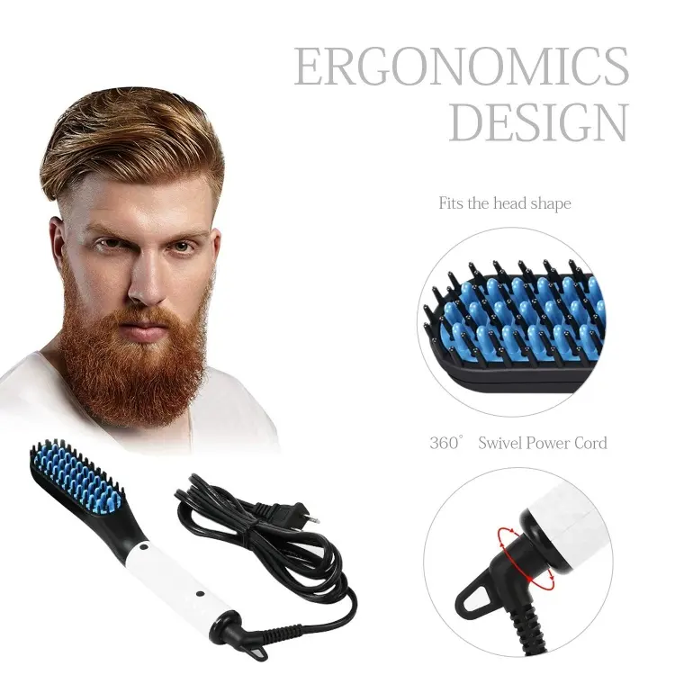 Electric men's beard comb grooming multifunctional styling comb straight hair comb hair straightener