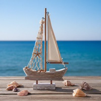Nouveaux produits Ornements nautiques HYG10 Modèle de bateau rétro écologique de voile et de pêche en bois méditerranéen Décoration de bureau