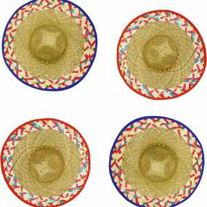 Sombrero de Paja Tejido a Mano Estilo Mexicano al por Mayor, Sombrero de Sol Personalizado de Fibra de Bambú Natural, Suministros para Fiesta, Carnaval, Fotomatón, Ala Flexible - Product Image 2