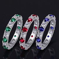 Cincin Batu Permata Emerald Ruby Sapphire Moissanite Harga Pabrik Asli, Cincin Perak Sterling 925, Cincin Batu Permata Warna-warni