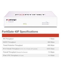 Firewall Server Fortinet FG-40F - Faktor Bentuk 1U, Throughput 1 Gbps, Tersedia, Garansi 1 Tahun