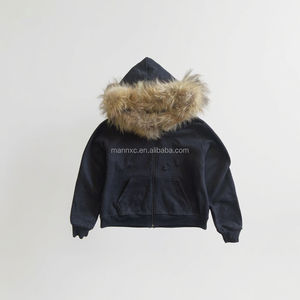 <span class=keywords><strong>Felpa</strong></span> da Uomo con <span class=keywords><strong>Cappuccio</strong></span> in <span class=keywords><strong>Pelliccia</strong></span> Sintetica Personalizzata dal Produttore, 100% Cotone Spesso, Soffice con Zip, Taglio Corto e Vestibilità Boxy - Product Image 1