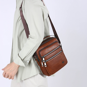 Sac Messager de Voyage en Cuir PU de Luxe pour Homme, Personnalisé, Imperméable, Sac à Bandoulière Décontracté avec Logo, Vente en Gros - Product Image 4